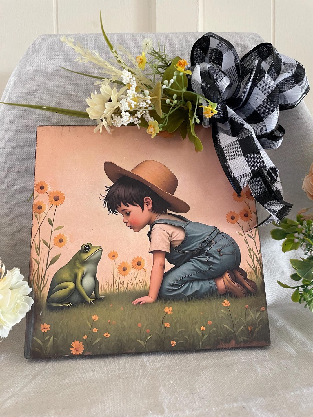Problem Child Frog Child at Play Talking to a Frog - Etsy