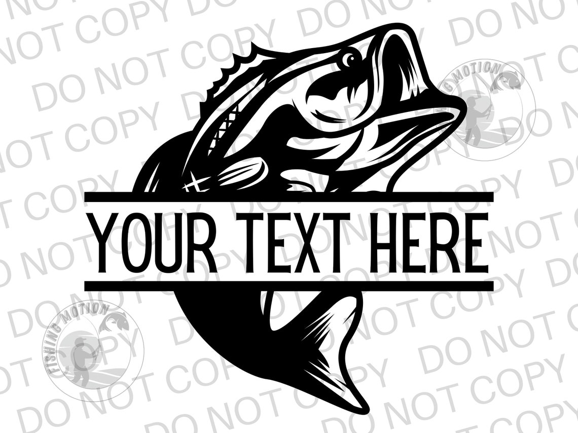 Bass Fishing Name SVG, Fishing PDF, JPEG Bass Fish Custom Text Design