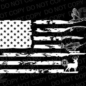 Fishing and Hunting American Flag SVG, PNG Graphic Digital Download Fishermen Hunter American Flag, Outdoor Lover Style White U.S.A Graphic