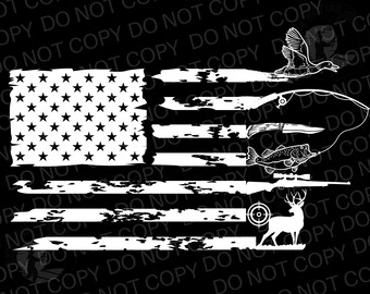 Fishing and Hunting American Flag SVG, PNG Graphic Digital Download Fishermen Hunter American Flag, Outdoor Lover Style White U.S.A Graphic