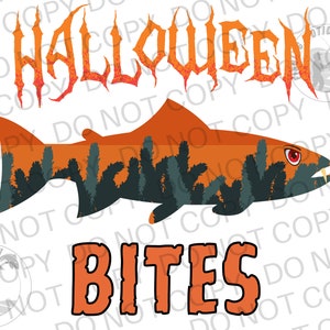 Fishing Halloween Bites PNG Svg Digital Download, Trout Sublimation Graphic, Fishing Trout png, Fish Fisherman png For Mug, T-Shirts