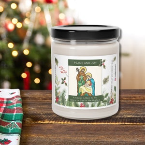 Christmas Nativity Candle Scented Soy Candle, 9oz | 100% Natural soy wax blend | Glass jars | Non-Toxic | Gift |  Catholic | Faith |