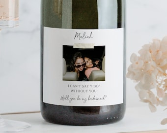Photo Wine Label Bridal Party Proposal Maid Of Honor Gifts Custom Wine Label Sticker Bridesmaid Champagne Label Bridal Party Proposal Gift