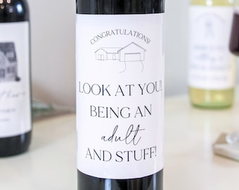 Adulting Gift Wine Label Home New House Gift Wine Bottle Stickers Custom Home Gift Friend Wine Gift Home House New Gifting Unique Couple