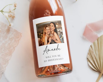 Custom Photo Wine Label Bridesmaid Champagne Custom Wine Sticker Bridal Party Proposal Bottle Sticker Labels Bridesmaid Wine Bottle Custom