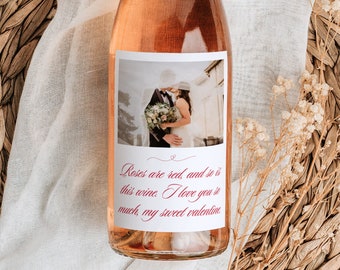 Personal Wine Label Our First Valentines Day Gift Boyfriend Wine Custom Valentines Gift For Her Champagne Label Photo Rosé Bottle Sticker