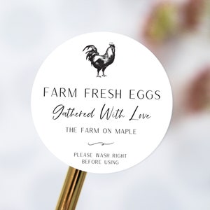 Étiquette personnalisée en carton d'oeufs Logo du nom de la ferme familiale fraîche de la ferme Étiquettes de ferme Étiquettes d'oeufs de poule en carton Étiquettes personnalisées minimalistes