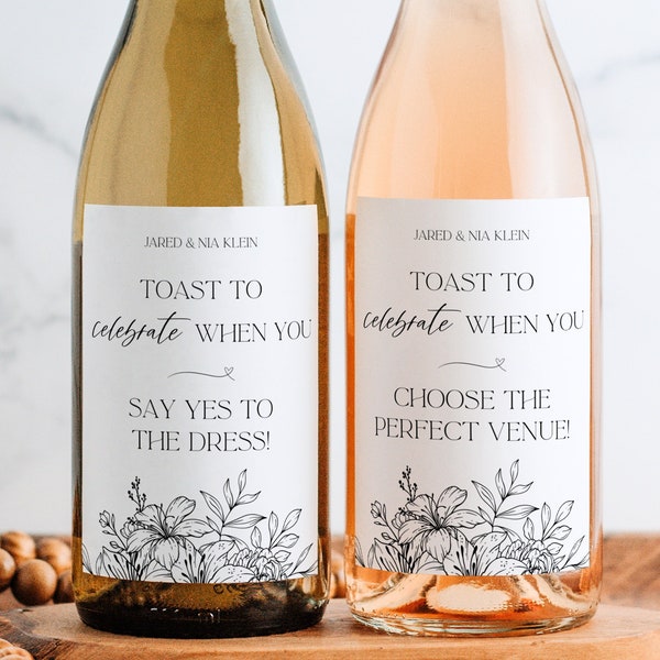 Engagement Milestone Wine Labels Wedding Proposal Champagne Custom Label Bridal Shower Champagne Gift Milestone Wine Pairs Well With