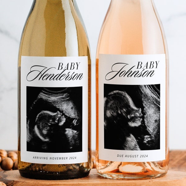 Champagne Label Baby Announcement Wine Label Photo Champagne Label Pregnancy Announcement Custom Photo Wine Labels Pairs Well With Pregnancy