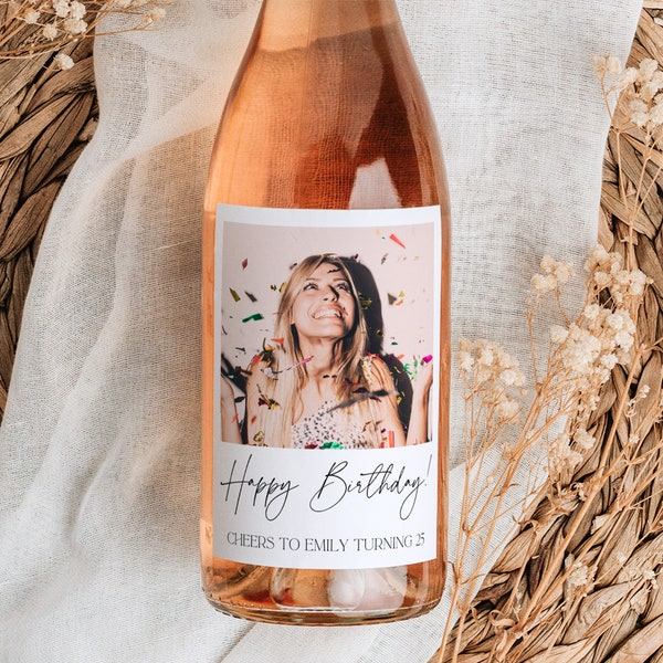 Custom Photo Wine Label Birthday Champagne Birthday Labels Personal Bottle Label Champagne Custom Photo Wine 21st Birthday 30th Champagne