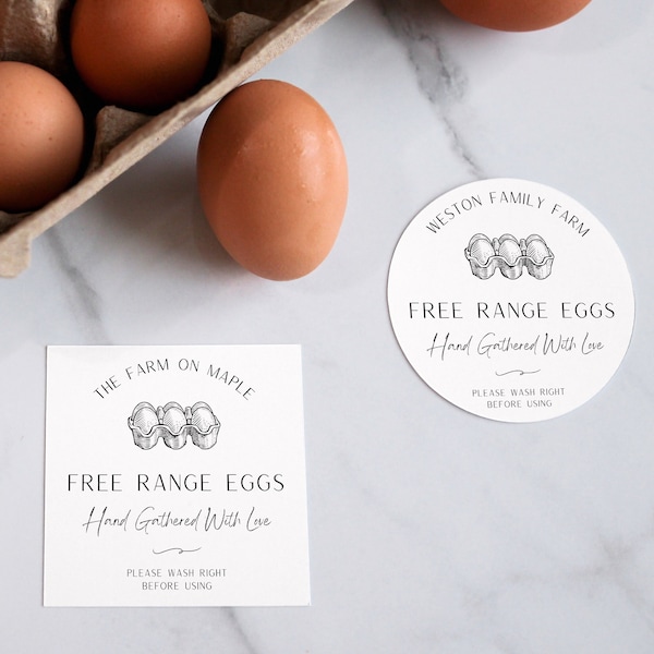 Farm Fresh Eggs Labels Carton Family Farm Name Hand Gathered Eggs Free Range Chicken Egg Carton Stickers Minimalist Custom Labels Homestead