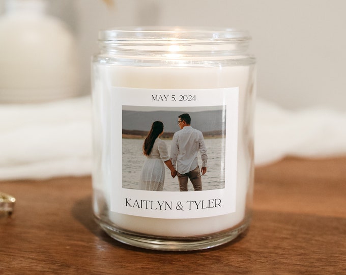 Wedding Candle Label Personalized Photo Wedding Label Favor Custom ...