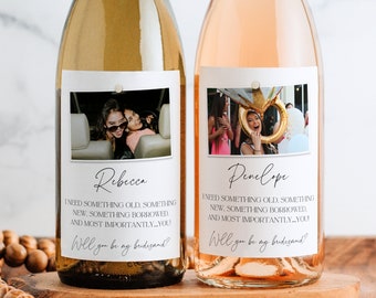 Custom Photo Wine Label Bridal Party Champagne Personal Bridesmaid Wine Gifts Sticker Bridesmaid Will You Be My Maid Of Honor Proposal