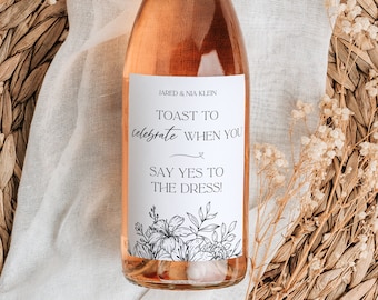 Bruiloft mijlpaal wijnetiketten voorstel Champagne mini-label aangepaste wijn bruids douche cadeau voorstel wijnetiket paren goed met betrokkenheid