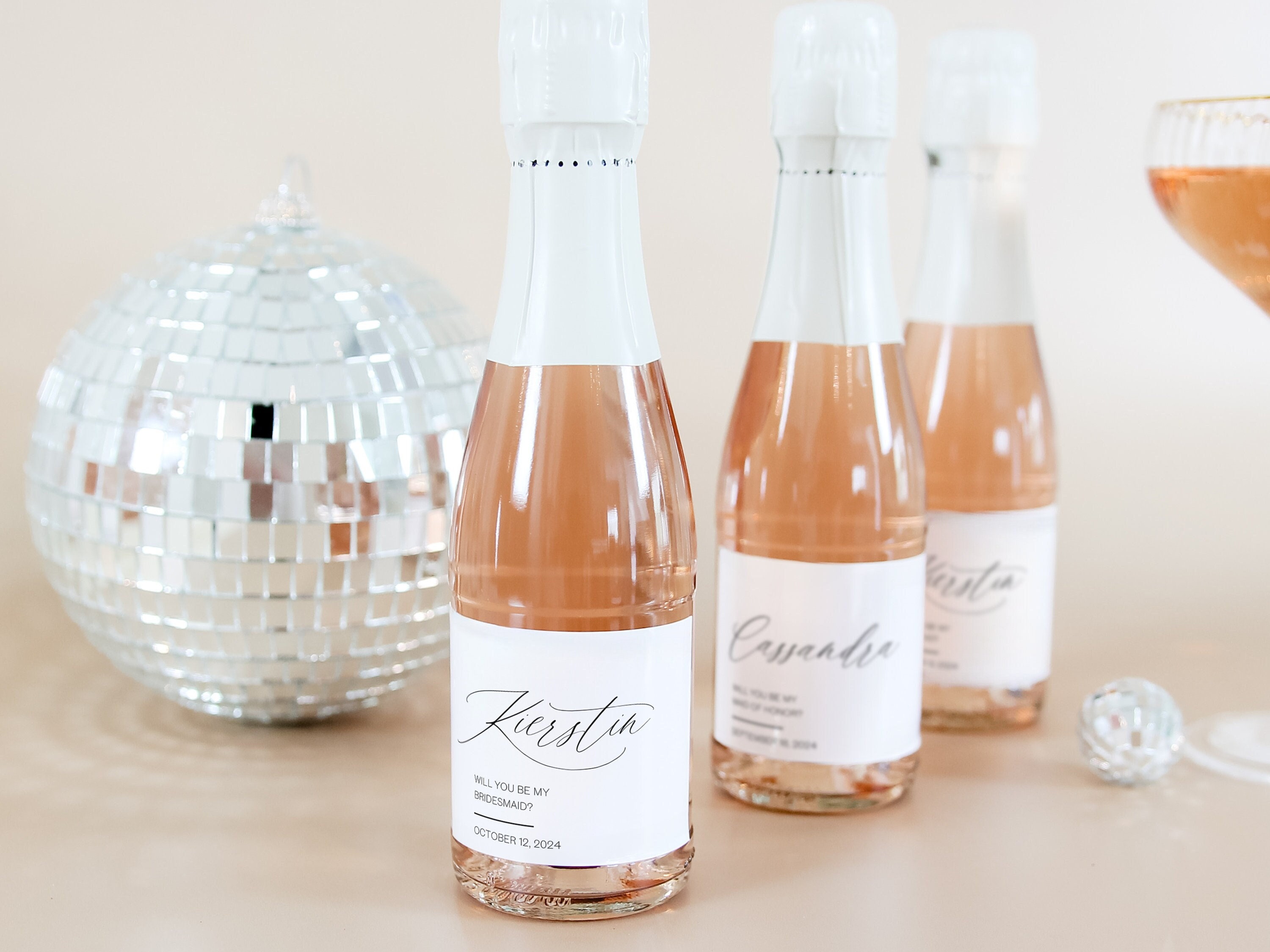 Bridesmaid Proposal Champagne Label Custom Wine Maid Of Honor Pairs Well With Mini Champagne Proposal Bridal Party Announcement Wine Label