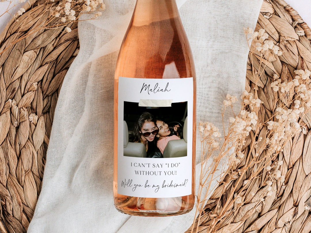 Bridesmaid Wine Proposal Custom Photo Label Bridal Party Wine Label ...