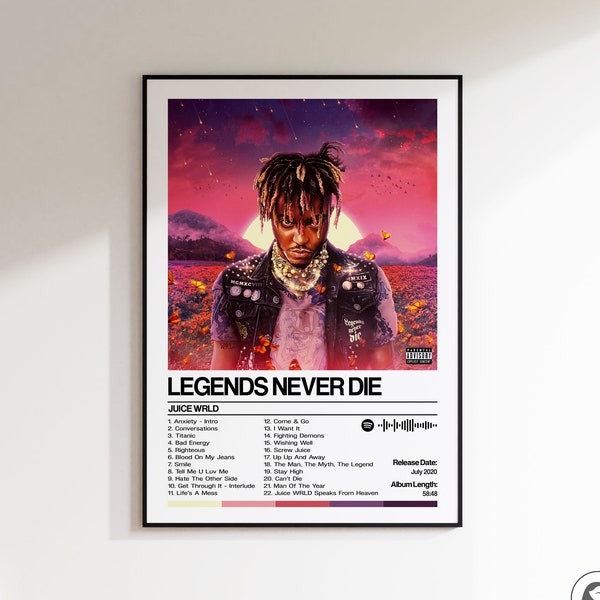Juice Wrld - Legends Never Die | Album Cover Poster Druck | Musik Wand Kunst | Kunstwerk | A5-A4-A3-A2