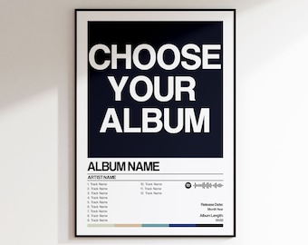Musikposter – Wählen Sie Ihr Lieblingssongposter – Individuelle Albumposter – Fordern Sie Ihr eigenes Album an | Wandkunstdruck | Kunstwerk | A5 A4 A3 A2