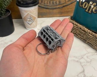 Chevy V8 Engine Block Keychain, Chevy Gifts, Chevy Truck Gift, Automotive Gift, Mechanic Gift, Car guy Gift