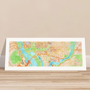 Washington DC Panorama Aquarell Karte Drucken