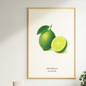 Lime Wall Art Botanical Green Citrus Print – Minimalist Fruit Poster for Fresh Kitchen Decor or Natural Slow Living Inspired Interior