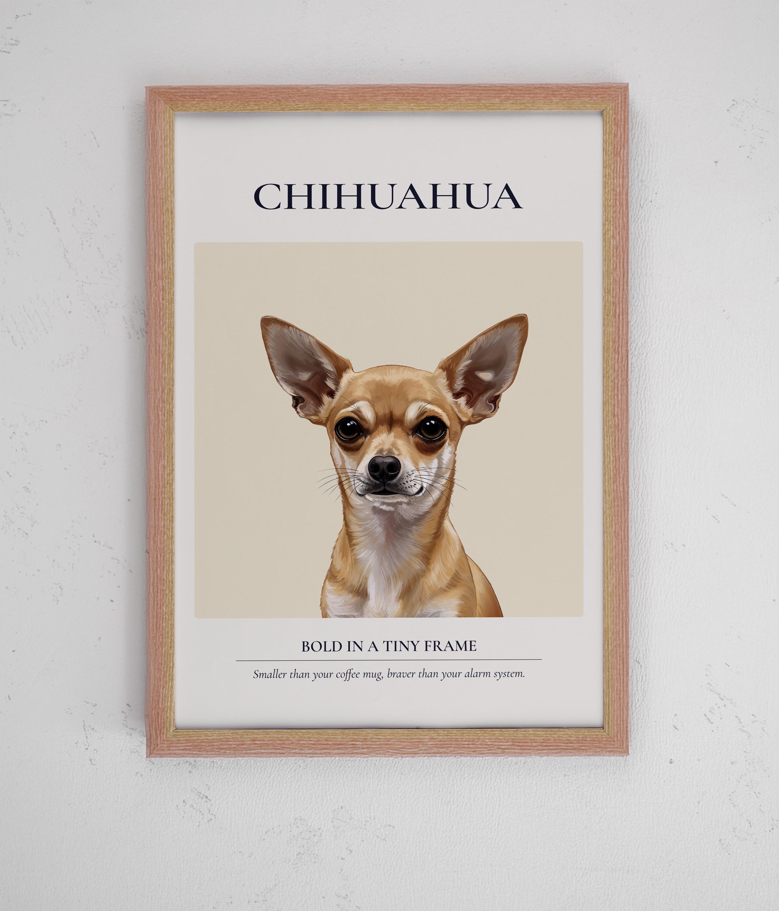 Chihuahua Wall Art, Poster Print for Dog Lovers, Pet Portrait Decor, Digital Download, Small Breed Artwork, Cute Gift for Chihuahua Owners