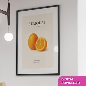 Kumquat Botanical Art Print Silk Poster Vintage Citrus Fruit Wall Decor Orange Kitchen Wall Art Exotic Plant Illustration Gift For Foodie