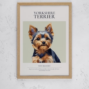 Yorkshire Terrier Kunst Druck, Süßes Haustier Porträt Poster, Geschenk für Hunde Liebhaber