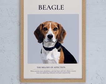 Beagle Wall Art Print, Cute Pet Portrait Poster, Gift for Dog Lovers, Indoor Outdoor Silk Print, Animal Home Decor