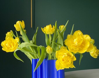 Blaue Ripple Curve Vase - Moderne 3D gedruckte Blumenvase