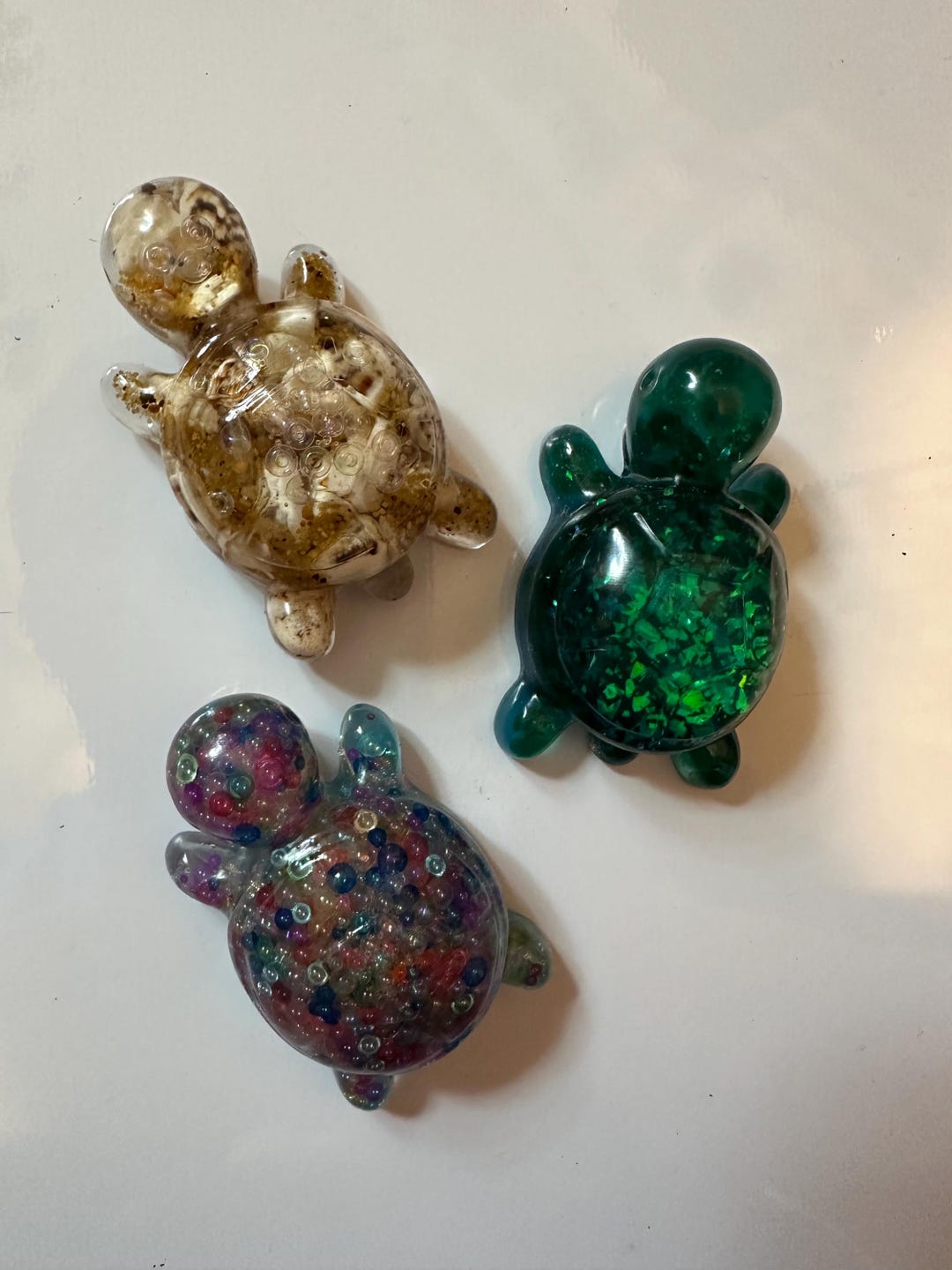 Turtle Races With Magnets Handmade Resin Turtle Magnets, Cute Glitter or Bubble or Seashell ...