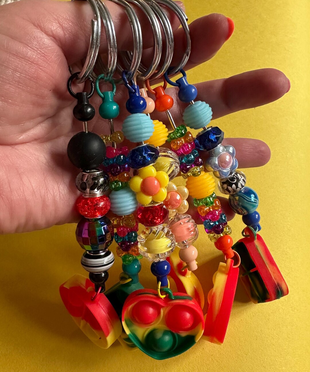 Popper Key Chain Handmade Fidget Spinner Pop Keychain, Popper, Spinning Beads, Stimming ...