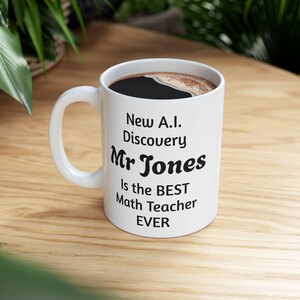 AI Math Teacher Mug: Vintage Ceramic STEM Coffee Cup