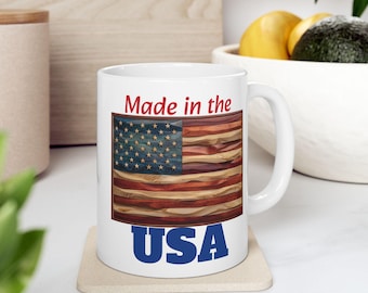 Taza de cerámica con bandera patriótica / Taza de café y té con estrellas y rayas estadounidenses