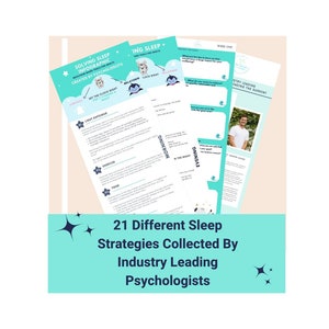 PDF By Psychologists - 21 Sleep Strategies - Sleep Hygiene - Self Care - Sleep Tools - Sleep Worksheets - Strategies and Worksheets