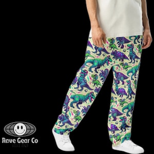 Festival Dino Wide-leg joggers | Festival Pants | Rave Clothes | Festival outfits | Sweat Pants | Men&#39;s and Women&#39;s | Rave Accessory |