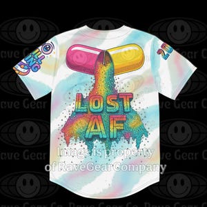 LOST AF Capsule Baseball Jersey – Psychedelic Festival Shirt, Rave Baseball Jersey, Still Vibing Club Fit, Trippy EDM Outfit