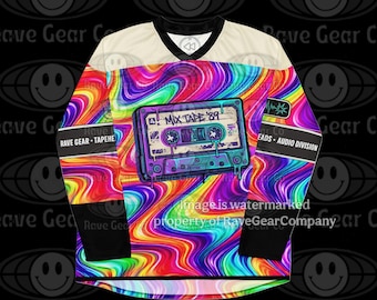 Tape heads Lightweight Hockey Jersey | Rave Streetwear | EDM Festival Outfit | Surreal Bass Graphic Jersey Riddim