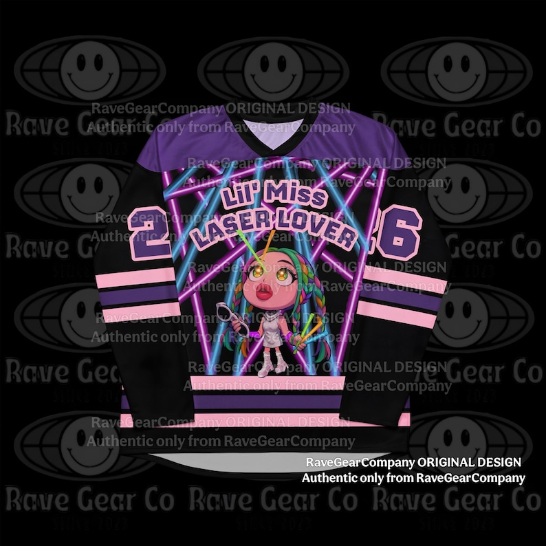 Camiseta ligera de hockey para festivales Lil Miss Laser Lover: ropa EDM para rave, ropa de festival para mujer, atuendo Lost Lands, EDC imagen 1