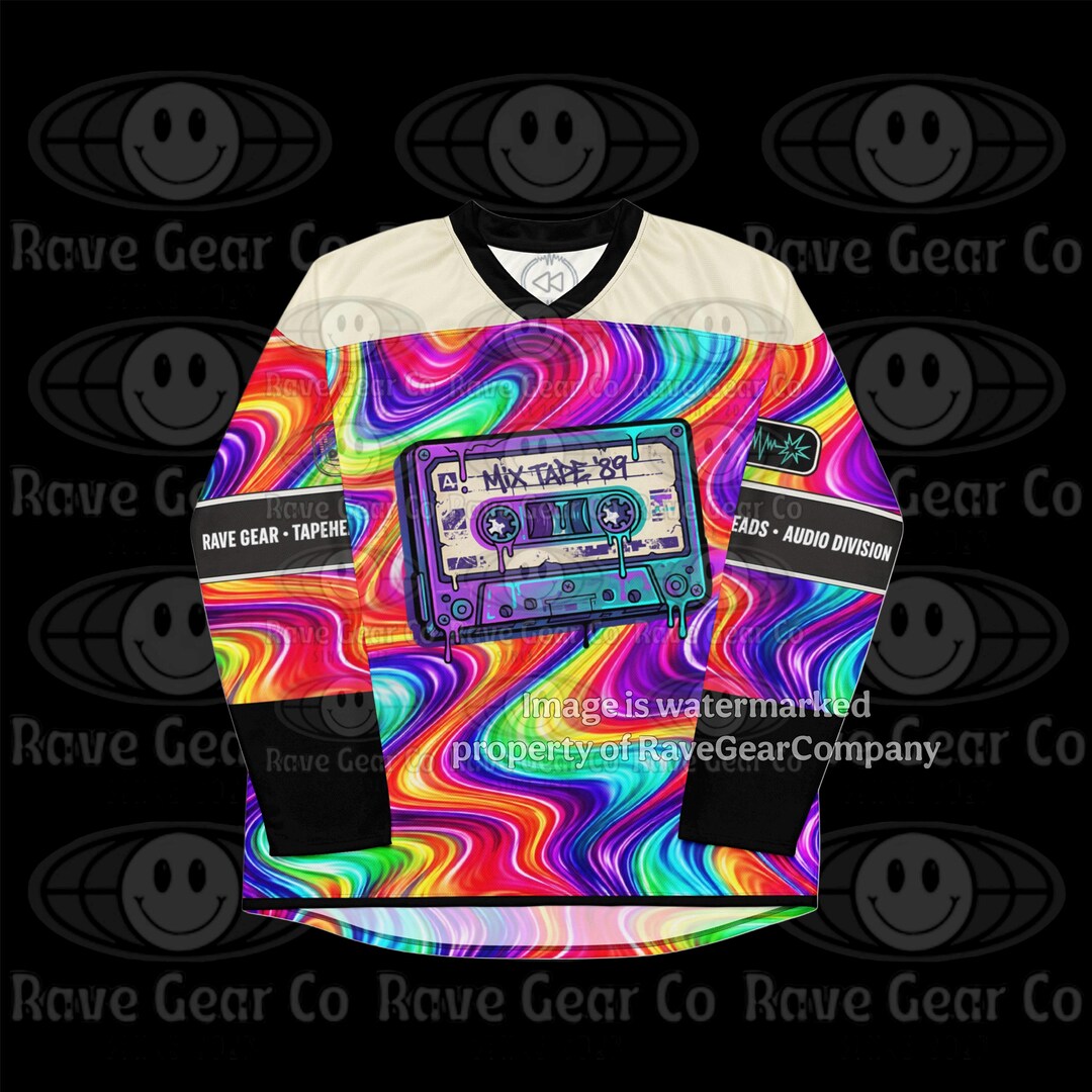 Teletech Rave Jersey Tape Heads Lightweight Hockey Jersey | Rave Streetwear | EDM Festival ...