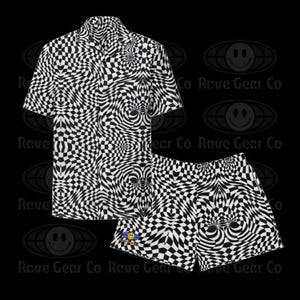 Lost in the Moment Fractal Spiral Mens Shirt and Shorts Matching Outfit Combo Set Rave Festival EDM Clothing