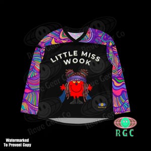 Lekka koszulka hokejowa Little Miss Wook Festival – unisexowa odzież Rave na imprezy EDM, strój Lost Lands, odzież EDC