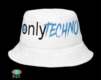 Only Bass/Only Techno Sombrero reversible tipo pescador / Atuendos para festivales / Ropa para raves / Sombreros de música electrónica