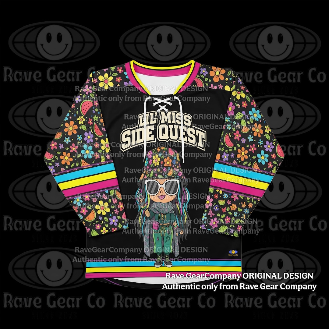 Miss My Raver Lil ' Miss Sidequest Hockey Jersey – EDM Rave Festival Outfit – Cute ...