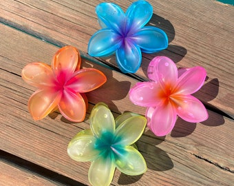 Blumen-Haarspangen, Hawaiianische Klauenclips für dickes Haarschmuck für Frauen, Lotus-Haarspangen, Hibiskus-Hawaii-Haarspange, Matte Farbe Lotus