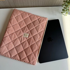 Laptoptasche, Gesteppte Laptoptasche mit Baumwollfutter, MacBook-Hülle, handgefertigte Stoffhülle für MacBook Pro und Air Orange