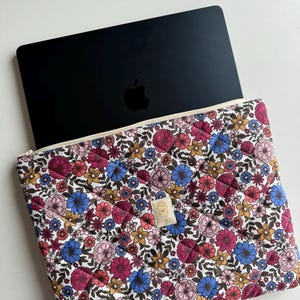 Floral Laptop Sleeve,Floral Quilted iPad Tablet Sleeve,Laptop Sleeve, MacBook Sleeve,iPad Tablet Sleeve,Laptop Bag,Christmas Gift for Her