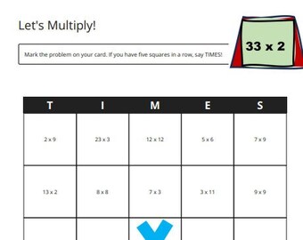 Educational Games: Math Bingo Multiplication