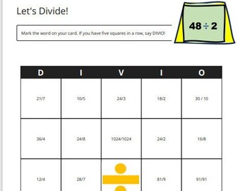 Educational Games: Math Bingo Division