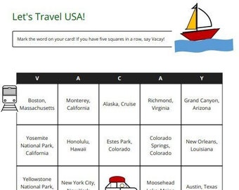 Kid's Travel Games -Educational Bingo Games